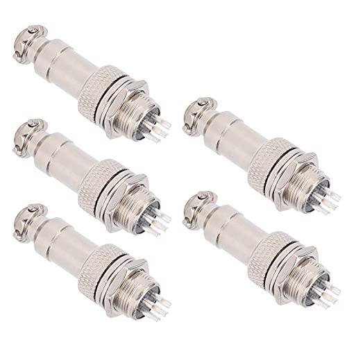 Fdit Metallverbinder -Stecker Aviation 5PCS GX12 450 V - Einfach zu Installierende Zuverlässige Signalgetriebe für die CNC Maschine Geeignet (4-polig) von Fdit