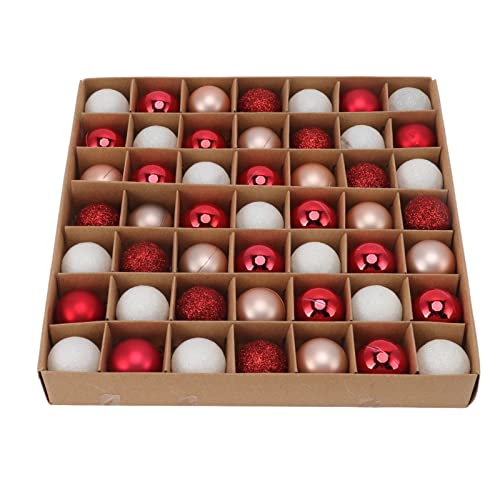 Mini-Weihnachtskugel-Ornamente, Bruchsicher, 49 Stück, Bunte Mini-Weihnachtsbaumkugeln, Poliert Zum Tanzen (Rot Weiß Rosa) von Fdit