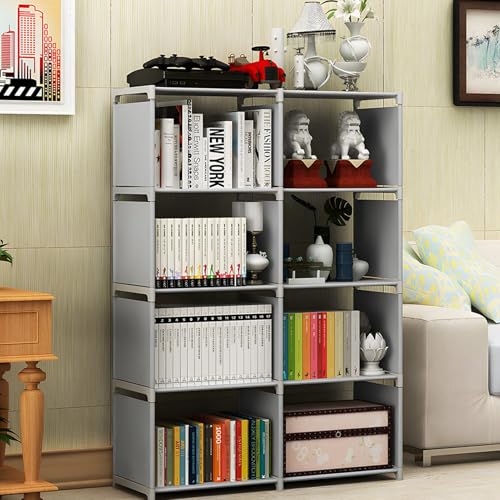 Fdit Moderne Bibliothek 5 -Level -Lagerregal Vielseitig Kompakt Organizieren Schlafzimmer in Stahl/Grau (5 -Tier -Doppelreihe) von Fdit