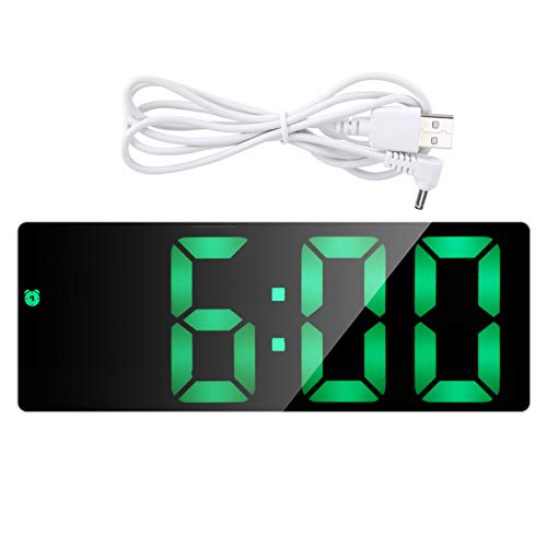 Fdit Multifunktions-LED für elektronische Uhr Digitalanzeige Spiegel Wecker Batterie-/USB-Kabelbetriebene Uhr mit Temperatur-Datumsanzeige von Fdit