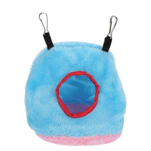 Fdit Papagei Nest Vogel Plüsch Hängematte Baumwolle Winddicht Warm Runde Hanging Swing Bett Höhle Haus für kleine Haustiere Specht Kuckuck(M-Blau) von Fdit