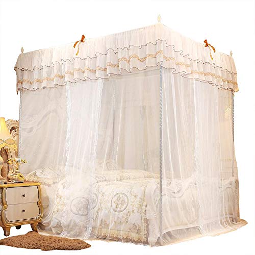 Fdit Luxus Prinzessin Vier Eckpfosten Bett Vorhang Baldachin Netz Moskitonetz Bettwäsche 4 Eck Baldachin Vorhänge Bett Baldachin für Mädchen Kinder Schlafzimmer Dekor MEHRWEG VERPAKUNG(150*200*200) von Fdit