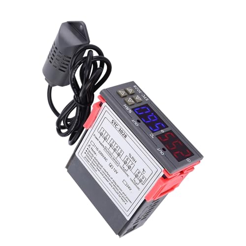 Fdit STC -3028 Doppelbildschirm Doppelte Temperatur- und Feuchtigkeitsprüfungen ABs Flammen, die die Kunststoffschale Zum Abkühlen und Heizungsgeräte Verzögern (12V) von Fdit