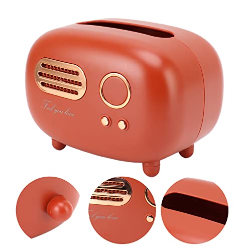 Taschentuchbox-Abdeckungshalter, Retro-Radio-Modell, Taschentuch-Abdeckungsbox für Badezimmer, Wohnzimmer, Schlafzimmer, Kommode, Nachttisch, Schreibtisch (Rot) von Fdit