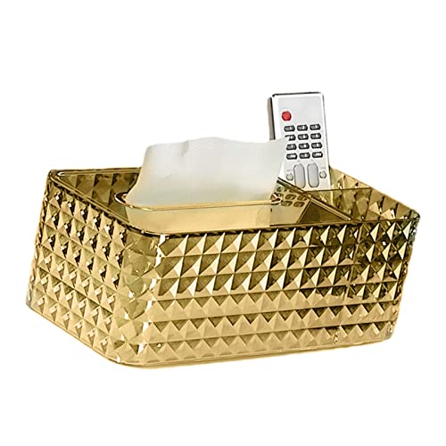Fdit Tissue Box Cover Holder, Rhombus Textur Serviettenbehälter für den Heimgebrauch (Gold) von Fdit