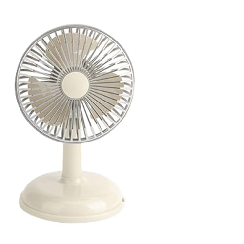 Fdit Vintage-Tischventilator USB-Aufladung Leicht zu Reinigender Tragbarer Vintage-Tischventilator aus Metall für das Studentenbüro (Hellgelb) von Fdit