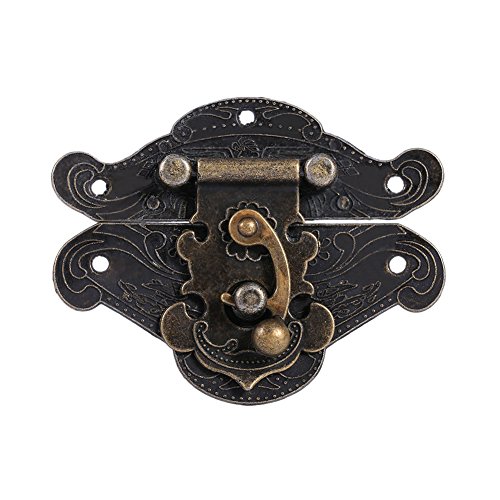 Fdit beschläge antik, scharniere antik Verriegelung Haspe Schnalle Klinken Pad Brust Schloss Teller für Holz Jewelry Box Cabinet Jewelry Box Lock Möbel Hardware XS 1.5" X 1.1" von Cafopgrill