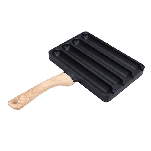 Fdit Wurstgrill Pfanne, 4 Schlitze Aluminiumlegierung Uniformes Heizung Nicht -Stick -Hot -Dog -Pfanne mit Bakelitengriff, für Heimküche mit Ofen Sicher von Fdit