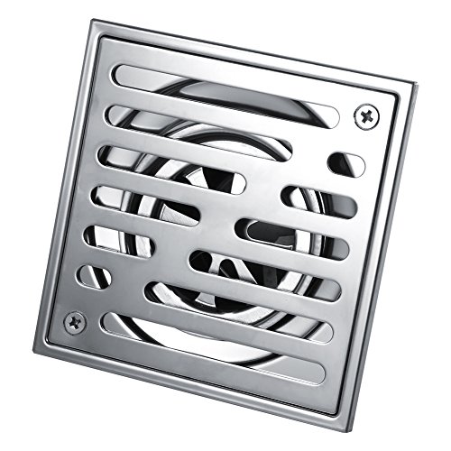 Fdit quadratischer Bodenablauf Edelstahl-Bodenablauf Anti-Geruchs-Badezimmer Mülltür Dusche Bodenablaufbrett (110 * 110 mm) von Fdit