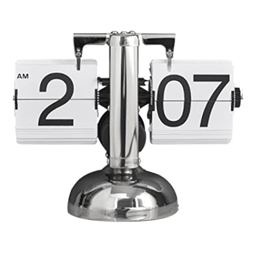 Flip Desk Clock, Quarzwerk Mechanische Flip Clock Single Foot Auto für Büro für Zuhause (Weiss) von Fdit