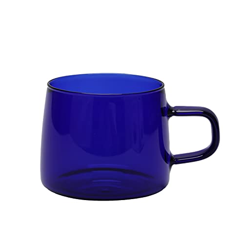 Kaffeetasse Glasbecher 350 Ml Trinkgriff Wasserkarte mit Haushaltstransparent für den Mund Kristall Irish Coffee Gläser (Blau) von Fdit