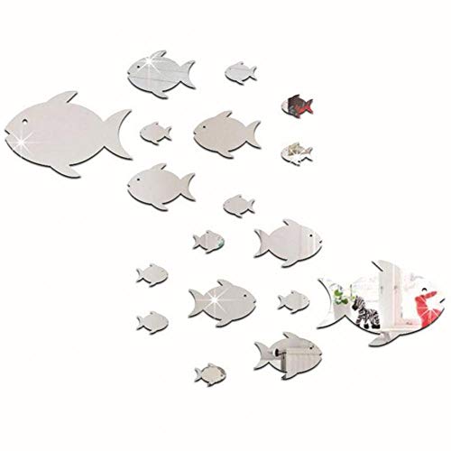 Spiegelaufkleber für die Wand, Selbstklebender Spiegel formt Kreative Acryl Thin Spiegel Aufkleber Tropische Fische unter dem Meer 3D Wandtattoo Home Decor für Kinder Schlafzimmer Leben(#8) von Fdit