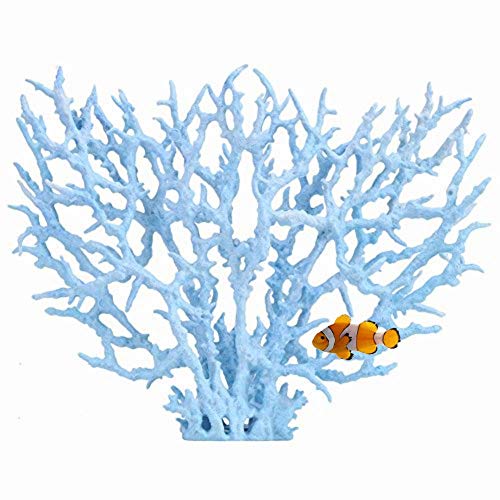 Künstliche Kunststoff Korallen Aquarienpflanzen Coral Fish Tank Dekorationen in verschiedenen Größen und Farben Korallendekor für Aquarien(L Blue) von Fdit
