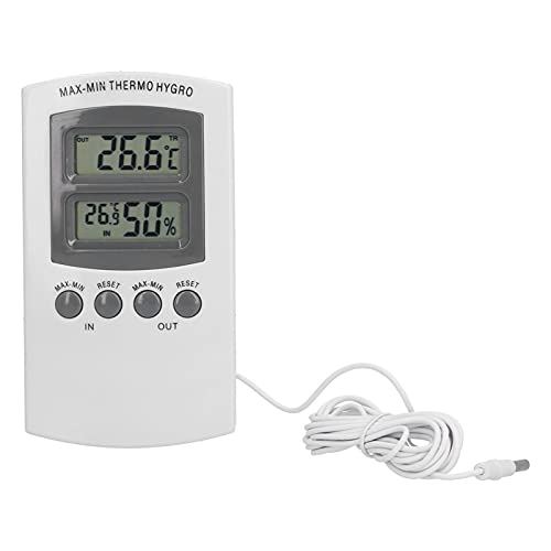 LCD-Wand-Innenthermometer und Hygrometer Außenthermometer mit Kabel Gewächshausblumen und -pflanzen für Hausgewächshaus von Fdit