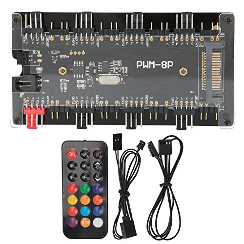Fdit Lüfter Hub PWM + ARGB Controller 2 in 1, Combo für Gehäuselüfter mit Fernbedienung, kabellos, für Computerkühlung von Fdit