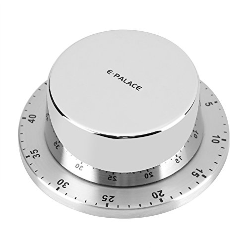 Mechanische Küchentimer Eieruhr Kurzzeitmesser Kochuhr Timer aus Edelstahl und ABS 60 Minute Timing Countdown mit Magnetischer Rückseit Alarm für Haushalt Küche Kochen Backen Timer (Silber) von Fdit