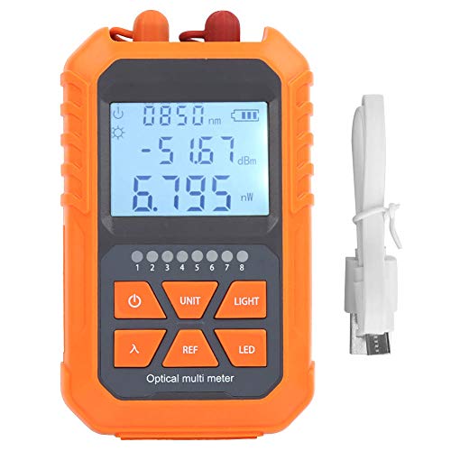 Optisches Leistungsmesser, tragbarer DC 3-6V Mini Glasfaserkabeltester, Rotlicht Glasfasertester Visual Fault Locator, mit USB-Ladeanschluss, All-in-One Lichtquellenmessgerät mit FC/SC/ST Anschlu von Fdit