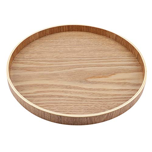 Serviertablett aus Holz, rund, für Tee, Obst, Süßigkeiten, Lebensmittel, Heimdekoration (27 cm) von Fdit