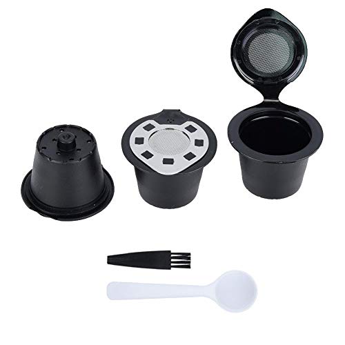 Set mit 5 wiederverwendbaren Kaffeekapseln aus Kunststoff und Edelstahl, wiederverwendbar, Filter, Tassen, Sieb für Nespresso, Originalgröße, inkl. 2 Kaffeekapseln 2# von Fdit