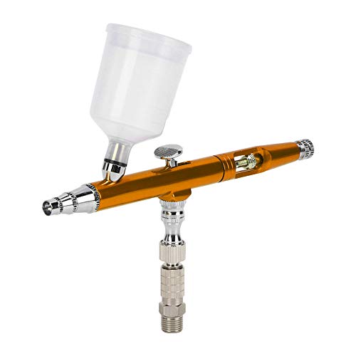 Spritzpistole, Malerei Airbrush-Pistole, hochwertige 0,3 mm Double Action für Spritzlackierung Werbung, T-Shirts(Golden) von Fdit