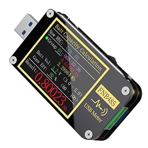 USB-Spannungsmesser, Echtzeitüberwachung FNB48 ABS-Schwerkraftsensor USB-Amperemeter-Tester 9-polig für Kabelwiderstand (FNB48) von Fdit