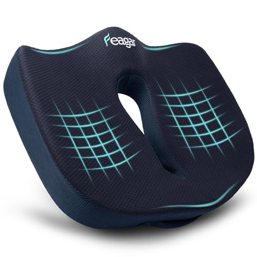 Feagar Orthopädisches Sitzkissen Bürostuhl – Ergonomisches Steißbeinkissen & Sitzring mit Memory-Schaum, XXL Dicke für 90-150kg, Blau – Schmerzlinderung bei Langem Sitzen von Feagar