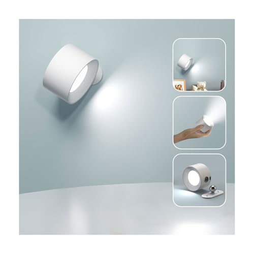 Feallive Moderne LED Wandleuchte, Wandleuchte Touch Control Weiß/Warmer Helligkeitsmodus Wiederaufladbarer Akku Wandstrahler 360° Drehbar Magnetische Nachttischlampe von Feallive