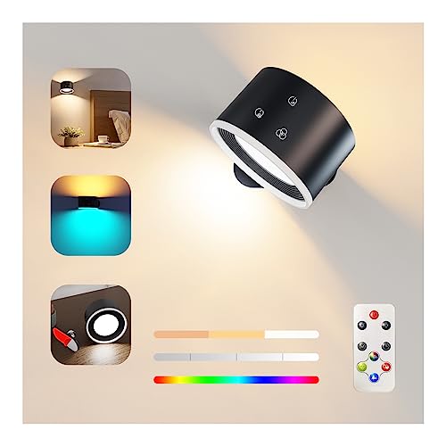 Wandleuchte Innen, Wandbeleuchtung mit Dimmbar RGB-Ambiente-Beleuchtung mit Fernbedienung mit Akku mit USB-Ladeanschluss, 1-Stunden-Timer-Funktion Touch Control Wandlampe von Feallive