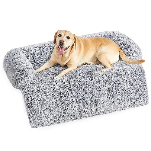 Feandrea FluffyHug Hundebett Plüsch, Hundedecke Sofa, Sofaschutz Hund, Hundekissen, Größe XXL, für große Hunde, 122 x 95 x 18 cm, Ombré-Grau PGW224G01 von Feandrea