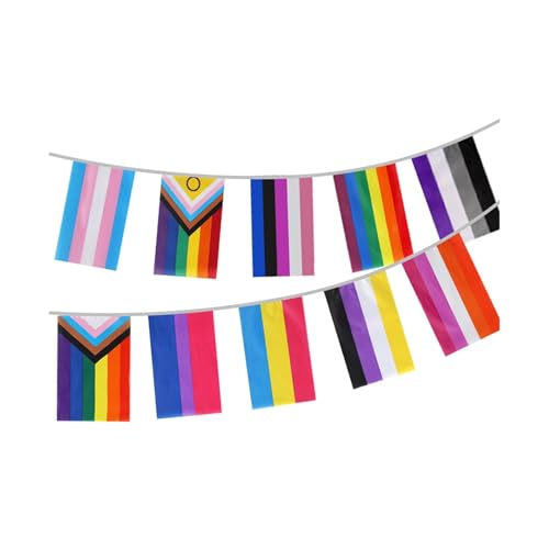 Febbya Regenbogenflagge Banner,10m Flagge Pride Dekorationen Gay Pride Flagge Bunte Streifen Wimpelkette Banner ideal für Partys und Paraden im Innen- und Außenbereich Febbya Regenbogenflagge Banner,10m Flagge Pride Dekorationen Gay Pride Flagge Bunte Streifen Wimpelkette Banner ideal für Partys und Paraden im Innen- und Außenbereich von Febbya