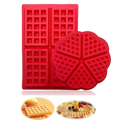 Febbya Waffelform,Silikon Waffeln Backform 2er Pack Antihaft Silikonformen Set für Kinder Muffins Keks Kochen Küche Backen Rechteckig und Herzförmige Rot Febbya Waffelform,Silikon Waffeln Backform 2er Pack Antihaft Silikonformen Set für Kinder Muffins Keks Kochen Küche Backen Rechteckig und Herzförmige Rot von Febbya
