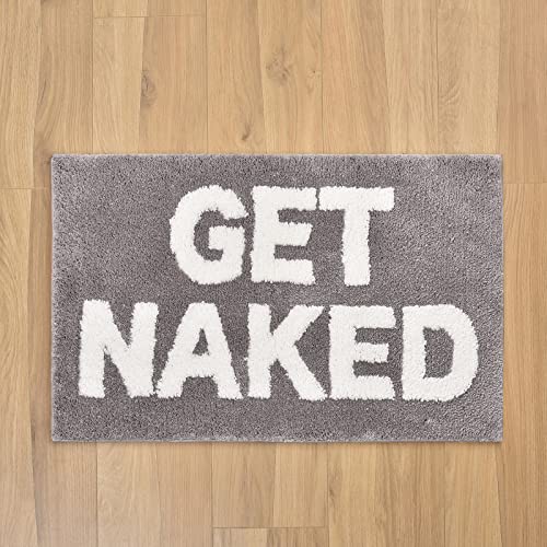 Feblilac Get Naked Badematte, grauer lustiger getufteter Badezimmerteppich, wasserabsorbierende, rutschfeste Badezimmermatten, weiche Mikrofasermatte von Feblilac
