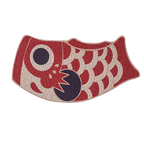 Niedliche japanische Koi-Outdoor-Matte, Cartoon-Fisch-Fußmatte, niedlicher Fisch-Flag, Koinobori-Willkommens-Teppich, rutschfeste Matte, 40 x 90 cm (rot) von Feblilac