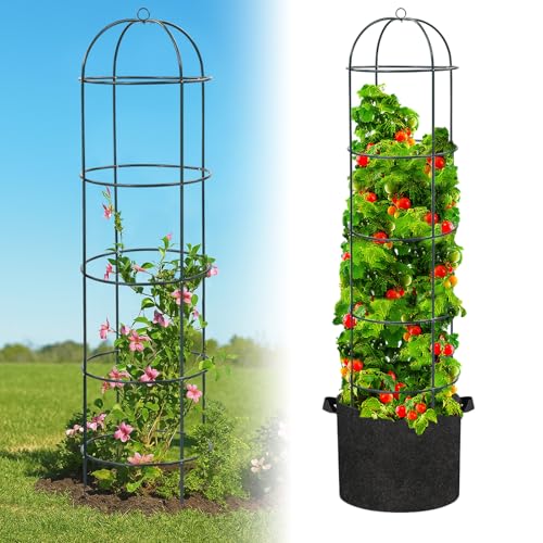 Großes Rankgitter für den Garten, Obelisk, Rankgitter für Kletterpflanzen, Outdoor, 175,3 cm, Metallspalier für Tomaten, Gurken, Trauben, Clematis, Rosenranke, Unterstützung, robuster Käfigständer Großes Rankgitter für den Garten, Obelisk, Rankgitter für Kletterpflanzen, Outdoor, 175,3 cm, Metallspalier für Tomaten, Gurken, Trauben, Clematis, Rosenranke, Unterstützung, robuster Käfigständer von Feblomst