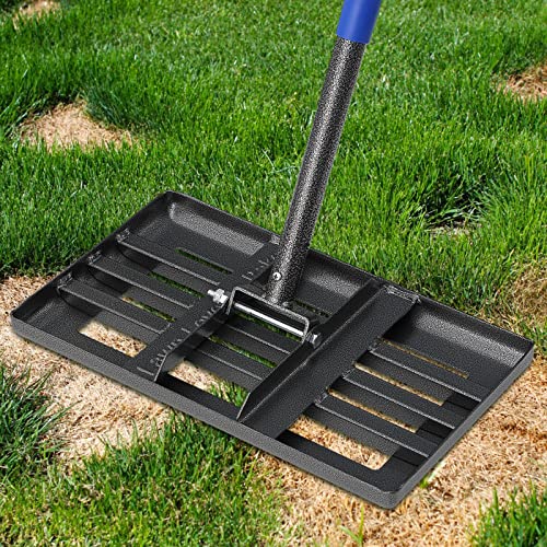 Rechen, Rasen-Nivellierrechen mit runder Kante, 1,5 m Rasen-Nivellierer mit 17 x 10 kleinen Rechen Kopf für glatten Garss, Boden, Schmutz, Sand, hohe Wirkung, Langer Griff, Bodennivellierwerkzeug für von Feblomst