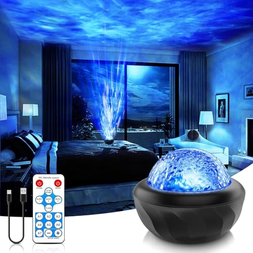 Febotak Aurora Sternenhimmel Projektor mit Musik Lautsprecher, Nachtlicht mit Einschlafhilfen Soundmaschine für Erwachsene Kinder Smart LED Galaxie Sternprojektor kompatibel mit Alexa (Dark gray) von Febotak