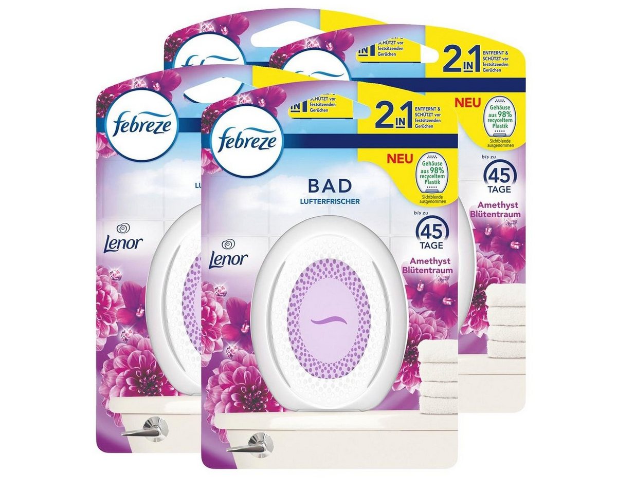 Febreze Raumduft Febreze Bad Lufterfrischer Amethyst Blütentraum - Raumduft (4er Pack) von Febreze