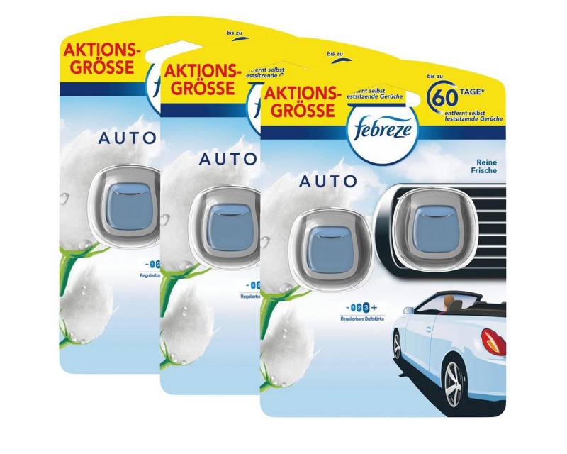 Febreze Raumduft Febreze Auto Lufterfrischer Reine Frische 2x2ml - Raumduft (3er Pack) von Febreze