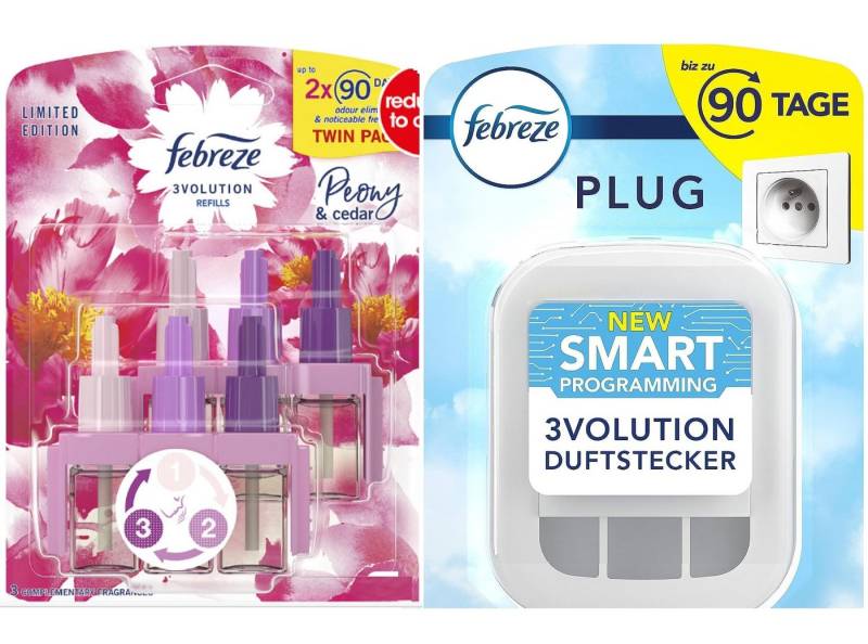 Febreze Raumduft 3Volution Peony Cedar 2x20ml Duftölflakon + 1x Duftstecker Duftgerät (3-St) von Febreze