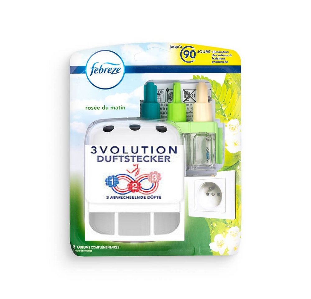 Febreze Raumduft 3Volution Refill Starterset - Rosée du Matin Duftölflakon + Duftgerät (2-St) von Febreze