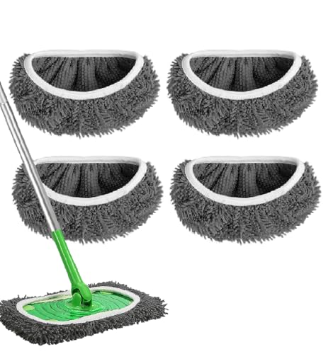 4 Stück Wiederverwendbare Bodentücher für Swiffer Sweeper, Waschbare Mikrofaser-Wischpads für Hartböden, Feuchte Trocken Bodentücher (Grau) von Febsow