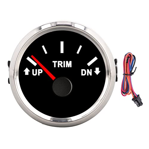 52mm Deniz Teknesi Döşeme Gauge Up DN IP67 Su geçirmez kırmızı arkadan aydınlatmalı paslanmaz tekne balıkçı teknesi için (Schwarzer Basis Silberrahmen) von Febuliy