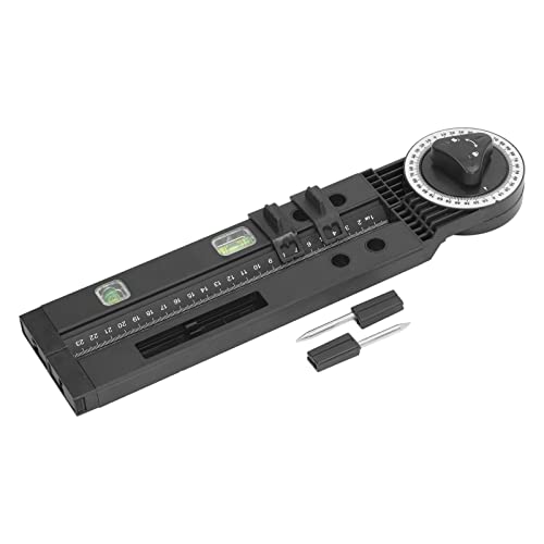 Miter Saw Protractor Metal Angle Measurement Finder Cutting Guide Tool with Bubble Level for Woodworking Tools Angle Measurement (All Black) von Febuliy