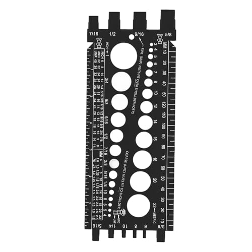 Nut Bolt Screw Multi Functional Inch Metric Quick Identification Nut Bolt Thread Checker Workshop Garage (Black) von Febuliy
