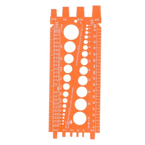 Nut Bolt Screw Multi Functional Inch Metric Quick Identification Nut Bolt Thread Checker Workshop Garage (Orange) von Febuliy