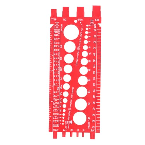 Nut Bolt Screw Multi Functional Inch Metric Quick Identification Nut Bolt Thread Checker Workshop Garage (Red) von Febuliy