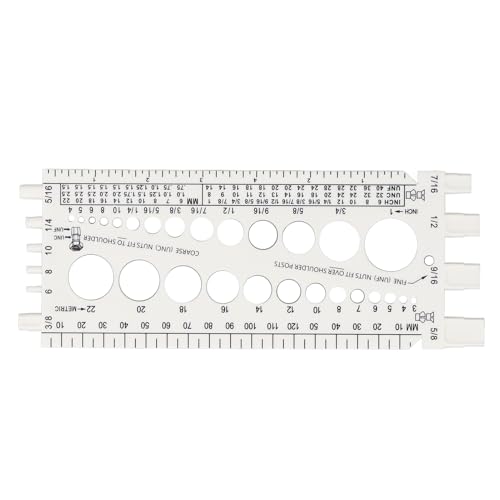Nut Bolt Thread Checker Metric Imperial Sizes Bolt and Nut Identifier Project Planning Essential Workshop Tool for Enthusiasts (White) von Febuliy