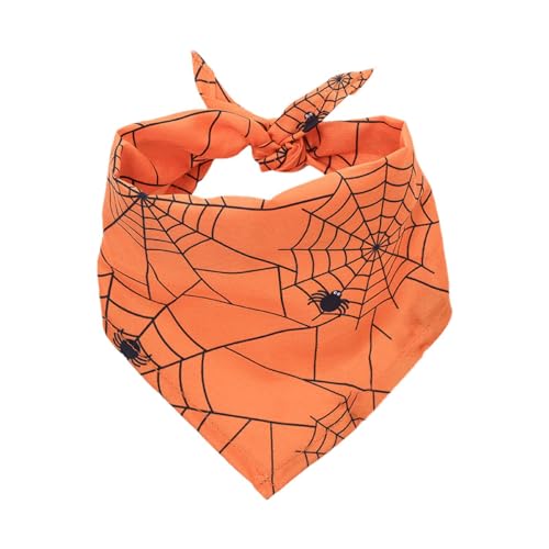 Fecfucy Speichel-Handtuch für Haustiere – Halloween-Welpenschal – waschbares Dreiecks-Totenkopf-Kürbis-Spinnen-Design, Speicheltuch, verstellbar, für Party-Kostüm von Fecfucy