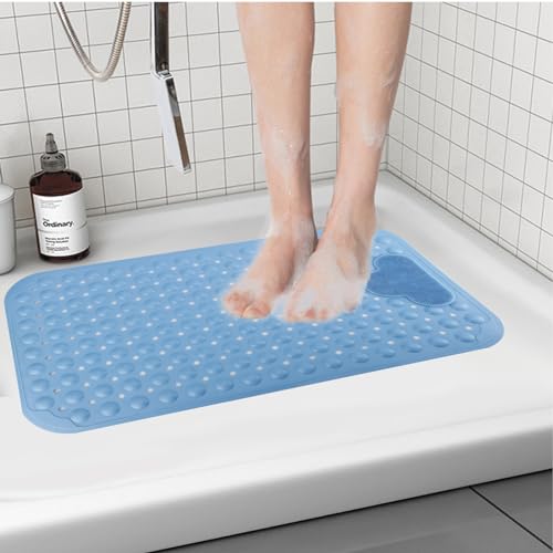 Fecialy Duschmatte rutschfest 40x70 cm, rutschfeste Badematte mit Saugnäpfen 100% BPA-frei Duscheinlage Komfort Massage, Antirutschmatte Dusche,Blau Maschinenwaschbar, Grau von Fecialy
