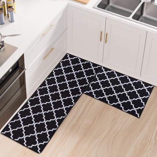 Fecialy Küchenteppich-Sets, 2 Stück rutschfeste Küchenmatten und -teppiche Läuferset Verdickter Silikonrücken Absorbierbare waschbare Bodenmatten, 40x60cm+40x120cm von Fecialy